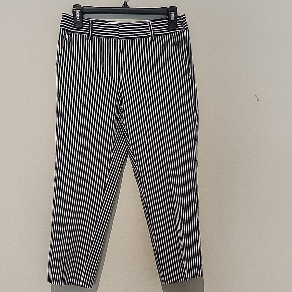 LOFT Black & White Vertical Stripe Chinos